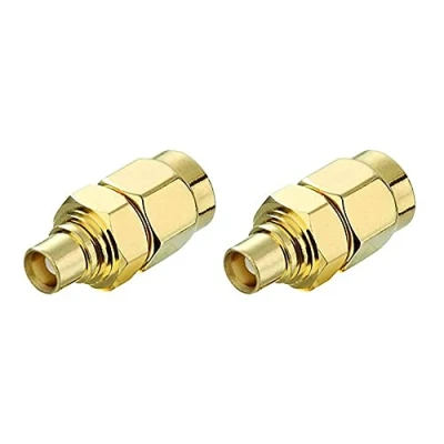 Abbildung von conecto SMA Adapter, MCX Kupplung, Stecker mit Pin auf Buchse ohne Pin, Adapter zum verbinden von Anschlüssen Anschlüssen, vergoldet, 2er Set