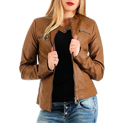 Abbildung von ONLY Onlbandit Biker NOOS OTW Kunstlederjacke, Damen, Größe: 36, Cognac