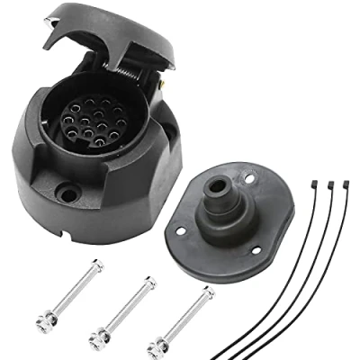 Abbildung von AGRISHOP 12V 13 Polig Anhänger Buchse,13 Polige Anhängersteckdose Montagebügel Bolzenmutter Gummi wasserdicht Staubdichte Dichtung für Wohnmobil Wohnwagen LKW Zubehör Sattelzugmaschine Lastwagen