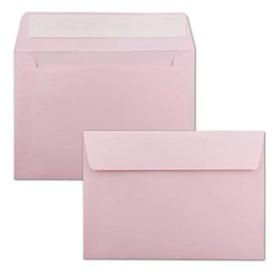 Abbildung von 50x Briefumschläge Rosa DIN C6 Format 11,4 x 16,2 cm Haftklebung Kuverts ohne Fenster Weihnachten, Grußkarten &amp; Einladungen Für A6 A4 Papier