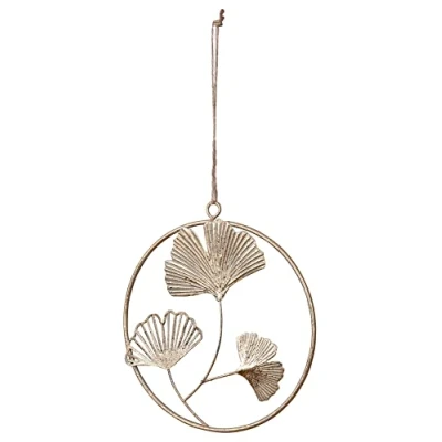 Abbildung von Levandeo® Metallbild, Ginkgo Anhänger Ø16cm Gold Metall Wanddeko Wandhänger Dekoration