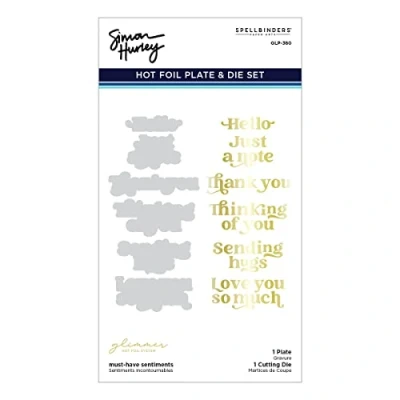 Abbildung von Spellbinders Must Have Sentiments Glimmer Heißfolien Teller und Stanzformen Set aus der Photosynthese Kollektion von Simon Hurley, Metall, ONE