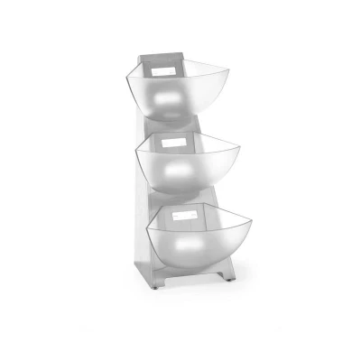 Abbildung von HENDI Buffetständer 3 Etagen 19 x 24 41 cm 3x 1 Liter Schalen, Gastro Edelstahl Buffet Etagere