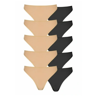 Abbildung von Lascana String String, Damen, Größe: 44/46, Beige schwarz