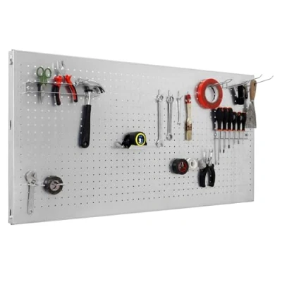 Abbildung von SimonRack Werkzeugwand, 17 teiliges Hakenset, 120x60x3,5 cm, Metall Lochwand, Halterungen, Montagematerial, Galvanisiert Simonwork