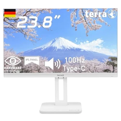 Abbildung von Terra 2465W Pivot Monitor weiß 24 Zoll White USB C HDMI DisplayPort