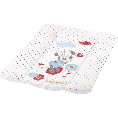 Abbildung von Premium Wickelauflage, erstklassige wasserdichte Wickelunterlage, 70 x 50 cm, pflegeleichte glatte Oberfläche, erhöhter Liegecomfort, einfach zu reinigen, leicht tragen, Disney Minni Maus weiß