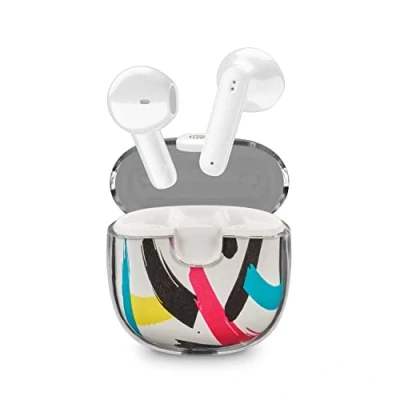 Abbildung von Music Sound DRIP Bluetooth Kapsel Headset Transparentes Gehäuse mit modisch gemustertem Design 19 Stunden Spielzeit Fantasy Sprühfarbe