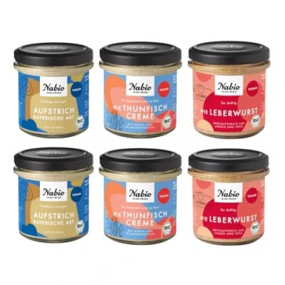 Abbildung von NABIO Vegane Brotzeitbox 6er Box Bio Aufstriche I 2x Aufstrich bayerische Art, Wie Leberwurst, Thunfischcreme vegan (6 x 135g)