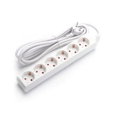 Abbildung von Steckdosenleiste 6 Steckdosen weiß Verlängerung ohne Schalter mit Kabel 3G 1,5mm² 1,5 m deutsche (6 Steckdosen, m)