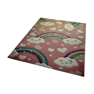 Abbildung von Carpetia Kinderteppich Kinderzimmer Babyteppich Regenbogen Wolken rosa, rechteckig, Höhe: 13 mm