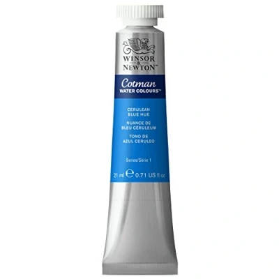 Abbildung von Winsor &amp; Newton 0308139 Cotman Aquarellfarbe mit ausgezeichneter Transparenz, Farbkraft und Verarbeitungseigenschaften, Wasserfarbe 21ml Tube Cölinblau Farbton