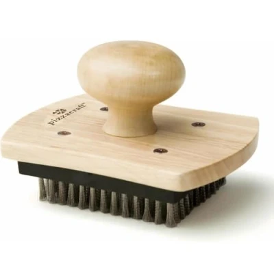 Abbildung von Pizzasteinbürste, 10,2 x 12,7 cm, Hartholzgriff, Pizzastein Schrubber mit Edelstahlborsten (A)