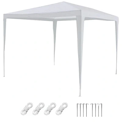 Abbildung von Pavillon Partyzelt 3m x Zelthöhe 2,6m Stahl Plane 90g/m² 4 Seile 8 Heringe Gartenzelt mit UV Schutz (weiß 3x3m)