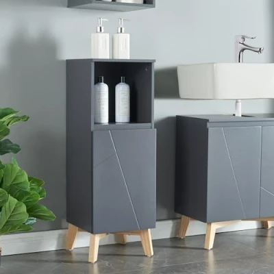Abbildung von en.casa Midischrank »Overath« Badschrank 86x30x30cm Grau