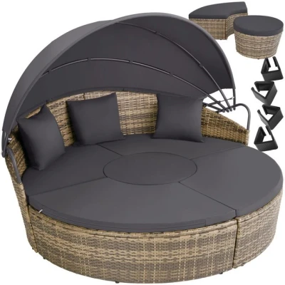 Abbildung von tectake Loungeset Santorin, (Set, 5 tlg), faltbares Dach