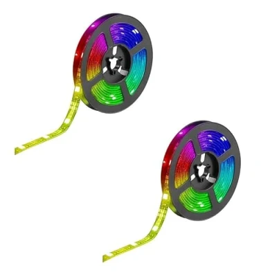 Abbildung von Luminea Home Control LED Stripes Alexa: 2er Set USB RGB Streifen mit WLAN, App und Sprachsteuerung, 2 m (RGB Lichterkette, WLAN Weihnachtsbaumbeleuchtung)