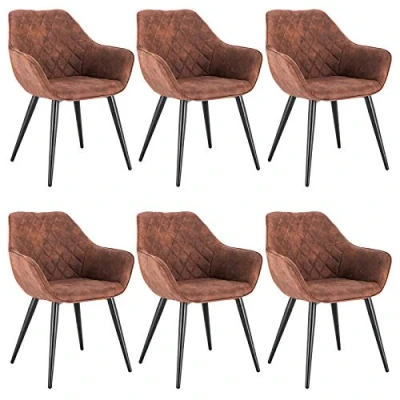 Abbildung von WOLTU Esszimmerstühle 6er Set Küchenstühle Wohnzimmerstühle Polsterstühle Sessel, Armlehnstühle mit Rückenlehne, für Esszimmer, Küche, Wohnzimmer, Stoffbezug, Metallbeine, Dunkelgrau, BH231dgr 6