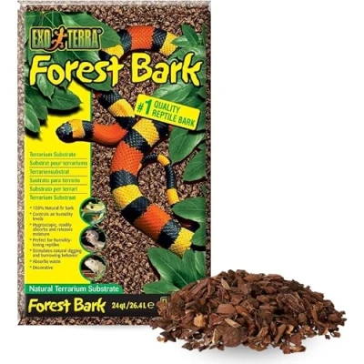 Abbildung von Exo Terra Forest Bark, Terrarium Substrat aus Tannenrinde, ideal für feuchtigkeitsliebende Reptilien, Amphibien und Wirbellose, 4,4L