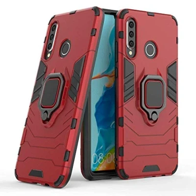 Abbildung von cofi1453 Ring Armor Kickstand Schutzhülle Bumper kompatibel mit Samsung Galaxy A70 (A705F) Silikon Hard Case Hülle Zubehör Tasche Rot