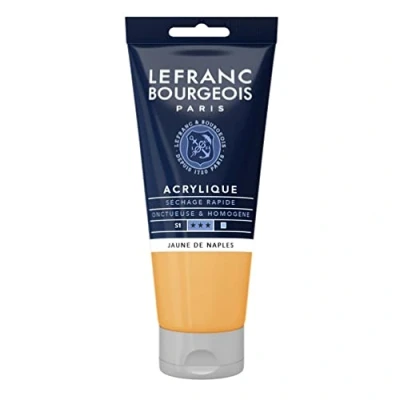 Abbildung von Lefranc Bourgeois 300397 Fine Acrylfarbe Neapelgelb, 80ml Tube, cremige auf Wasserbasis, schnell trocknend, lichtecht, wasserfest