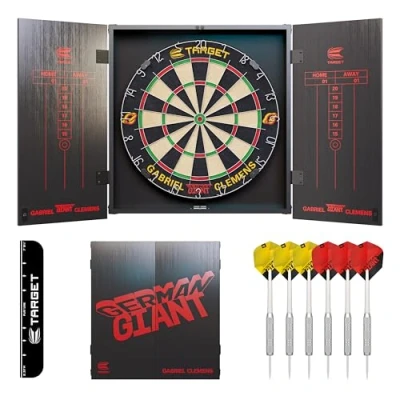 Abbildung von Target Darts Gabriel Clemens Cabinet &amp; Dartboard Set Schrank für Dartscheibe in Spielerausführung mit 2 Sets Steel Dart Dartpfeilen, Score Charts, Wurf Standardlinie Wettbewerbe