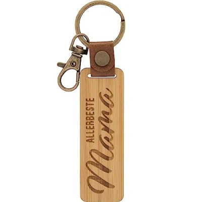 Abbildung von GRUSS &amp; CO Schlüsselanhänger Holz Motiv Mama Anhänger aus Bambus mit Gravur Allerbeste Mama, inkl. Karabiner 48336