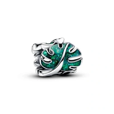 Abbildung von Pandora Bead Charm grüne Monstera Blätter 793332C01 Silber