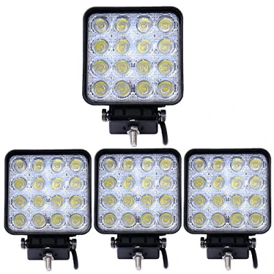 Abbildung von Greenmigo 4X 48W Quadrat LED Offroad Flutlicht Reflektor Scheinwerfer Arbeitslicht Arbeitsscheinwerfer Zusatzscheinwerfer 12V 24V Rückfahrscheinwerfer