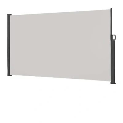 Abbildung von LARS360 Seitenmarkise Ausziehbar Sichtschutz Windschutz, Seitenwandmarkise Markisenstoff für Balkon und Terrasse, mit Bodenmontage, (180x300cm, Grau)