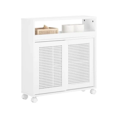 Abbildung von SoBuy Beistellwagen BZR119, Nischenregal 20cm Nischenschrank mit Rollen Küchenregal Rollwagen