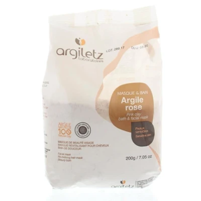 Abbildung von Argiletz Maske &amp; Bad, rosa Tonerde, 200 g, Gesichts und Haarmaske, Badezusatz, für sensible Haut, Farbe: transparent