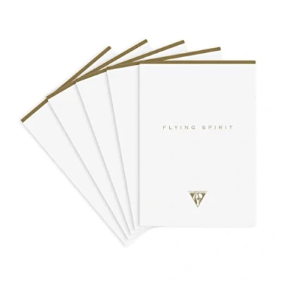 Abbildung von Clairefontaine 104636C Packung mit 5 Blöcke Flying Spirit, kopfseitig geleimt, DIN A5 70 Blatt abtrennbar, liniert, Weiß Motiven sortiert, 1 Pack