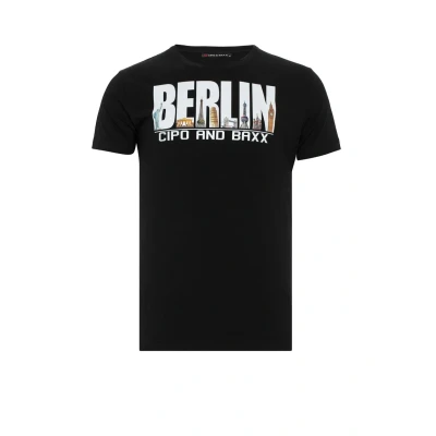 Abbildung von Cipo &amp; Baxx Herren Kurzarm T Shirt Sommer Baumwolle Rundhals Print Graffiti Design CT691 Schwarz M