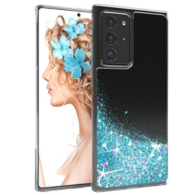 Abbildung von EAZY CASE Hülle kompatibel mit Samsung Galaxy Note 20 Ultra/Note Ultra 5G Schutzhülle Flüssig Glitzer, Handyhülle, Back Cover, Glitter Flüssigkeit, TPU/Silikon, Transparent/Durchsichtig, Blau