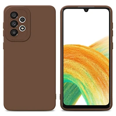 Abbildung von Cadorabo Hülle kompatibel mit Samsung Galaxy A72 4G 5G Schutzhülle TPU Silikon Case Liquid Design Kameraschutz Slim Kratzfest Weiche Gummi Rundumschutz für in Braun