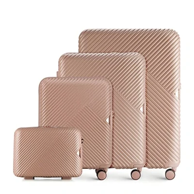 Abbildung von WITTCHEN Reisekoffer Koffer Set 4tlg Trolley Polycarbonate Hartschalen 4 Rollen Kombinationsschloss TSA (S+M+L+Kosmetikkofer) Rosa