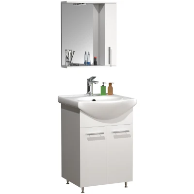 Abbildung von VCM Waschbeckenunterschrank &quot;VCM 3 tlg. Waschplatz Waschtisch Badmöbel Set Waschbecken Spiegelschrank Drehtüren Lisalo M&quot;, (3 St.)