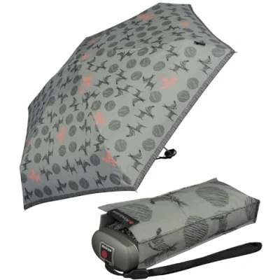 Abbildung von Knirps® Taschenregenschirm winziger Damen Taschenschirm, leicht und flach, für die Handtasche Travel Christina grey