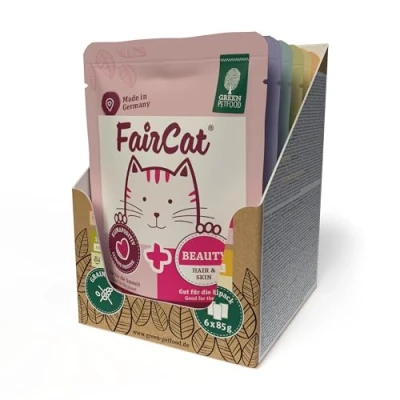 Abbildung von Green Petfood FairCat Multipack (6 x 85 g) Adult Premium Nassfutter für ausgewachsene Katzen 6 verschiedenen leckere Sorten im getreidefrei Katzenfutter nass 6er Pack