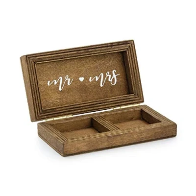 Abbildung von PartyDeco Ring Box Hochzeit, Holz, Monochromatisch, Tisch, 100 mm, 55 mm
