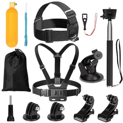 Abbildung von 9 in 1 Action Kamera Zubehör Set, Brustgurt Halterung Outdoor Sport Anzug kompatibel für Gopro Hero 10/9/8/7/6/5/4 Insta360 DJI SJCAM APEMAN AKASO und andere Sportarten