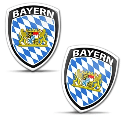 Abbildung von Biomar Labs 2 x Aufkleber 3D Gel Silikon Abzeichen Stickers Auto Motorrad Fahrrad Fenster Tür PC Handy Tablet Laptop Bayern Bavaria Länderflagge Flagge Flag Fahne F 217