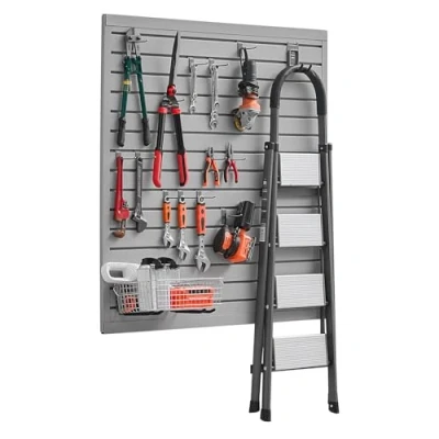 Abbildung von VEVOR Werkzeugwand 1230x1235x20mm PVC Grau Garage Lamellenwand 136kg pro Platte