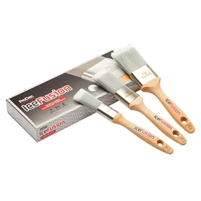 Abbildung von ProDec Advance 3 teilig professionelles synthetisches Pinselset von Ice Fusion Trade zum Streichen mit Dispersions , Glanz und Satinfarben auf Wänden, Decken, Holz Metall