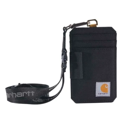 Abbildung von Carhartt Standard Ausweishalter aus Segeltuch, wasserabweisend, mit reflektierendem Schlüsselband, Nylon Ente (Schwarz), Einheitsgröße