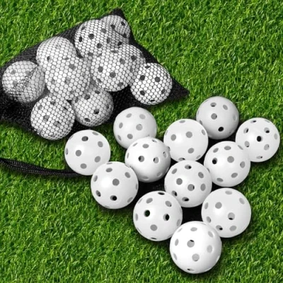Abbildung von THIODOON Golf Übungsball, Luftstrom, hohl, Übung, Golfbälle, 40 mm, Kunststoff, Golfbälle für Schaukelübungen, Fahren, Zuhause, Outdoor, Golfspiele Erwachsene und Kinder, 12 Stück