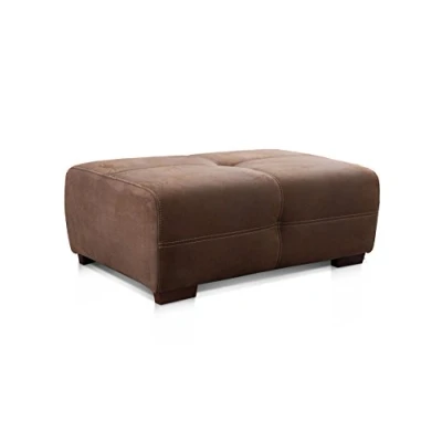 Abbildung von Cavadore Hocker Mavericco / XXL Fußhocker in Lederoptik Industrial Style Passend zu Big Sofa und Ecksofa 108 x 71 41 cm (BxHXT) Mikrofaser Braun