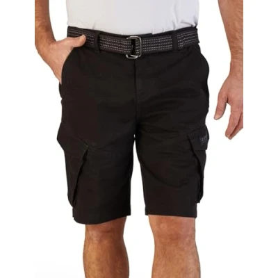 Abbildung von DENIMFY Cargo Shorts Herren Stretch mit Gürtel Regular Fit DFPhil Kurze Hosen Cargoshorts Sommer, Größe:S, Farbe:Black