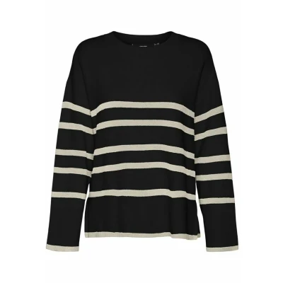 Abbildung von Vero Moda Vmsaba LS Oneck Stripe GA NOOS Strickpullover, Damen, Größe: XS, Black